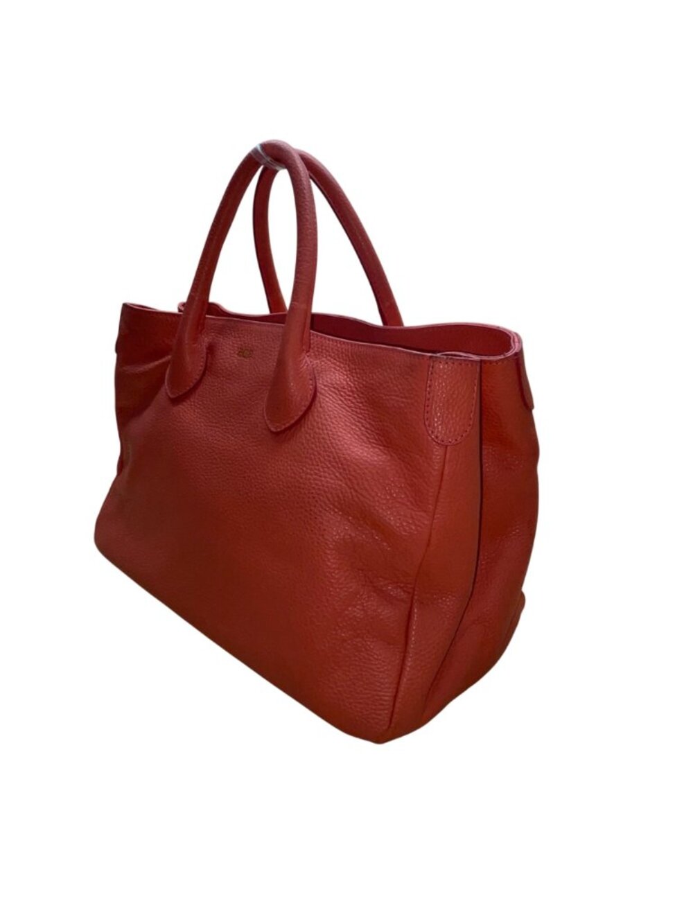Mark & Graham Women’s Red Leather Gold BCB Initial Details Tote Bag Size L - Picture 4 of 13